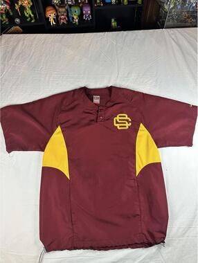 🏈 Nike Team USC Trojans Pullover Windbreaker Jacket Red Gold Size S